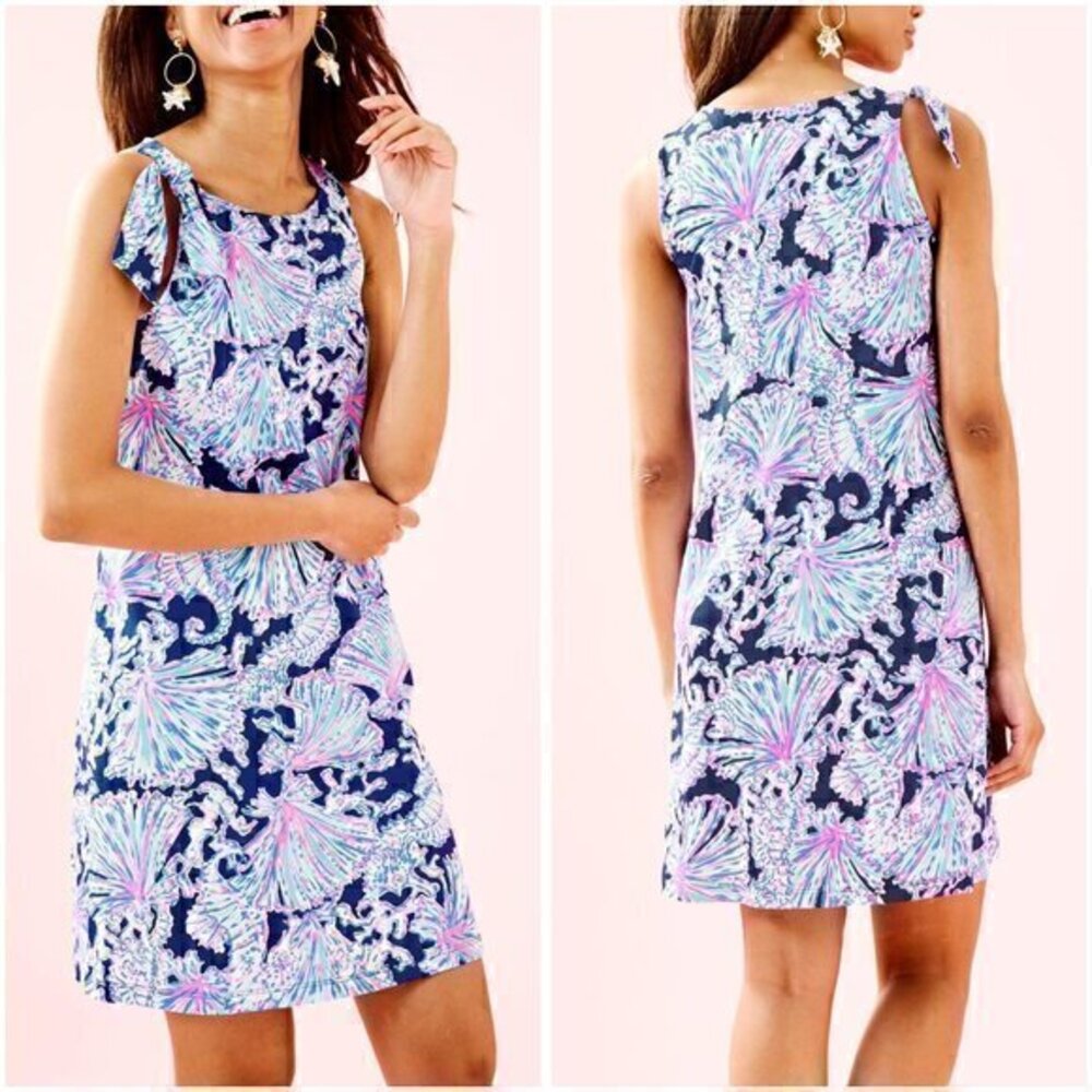 Lilly Pulitzer Luella Dress in Deep Sea Navy Shells Size S LIKE NEW